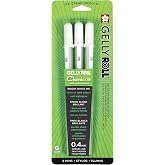 SAKURA Gelly Roll Classic White 3 Pack, 08 Medium Pt., Opaque Gel Pens, Creamy Smooth Ink, Writes on Dark Paper