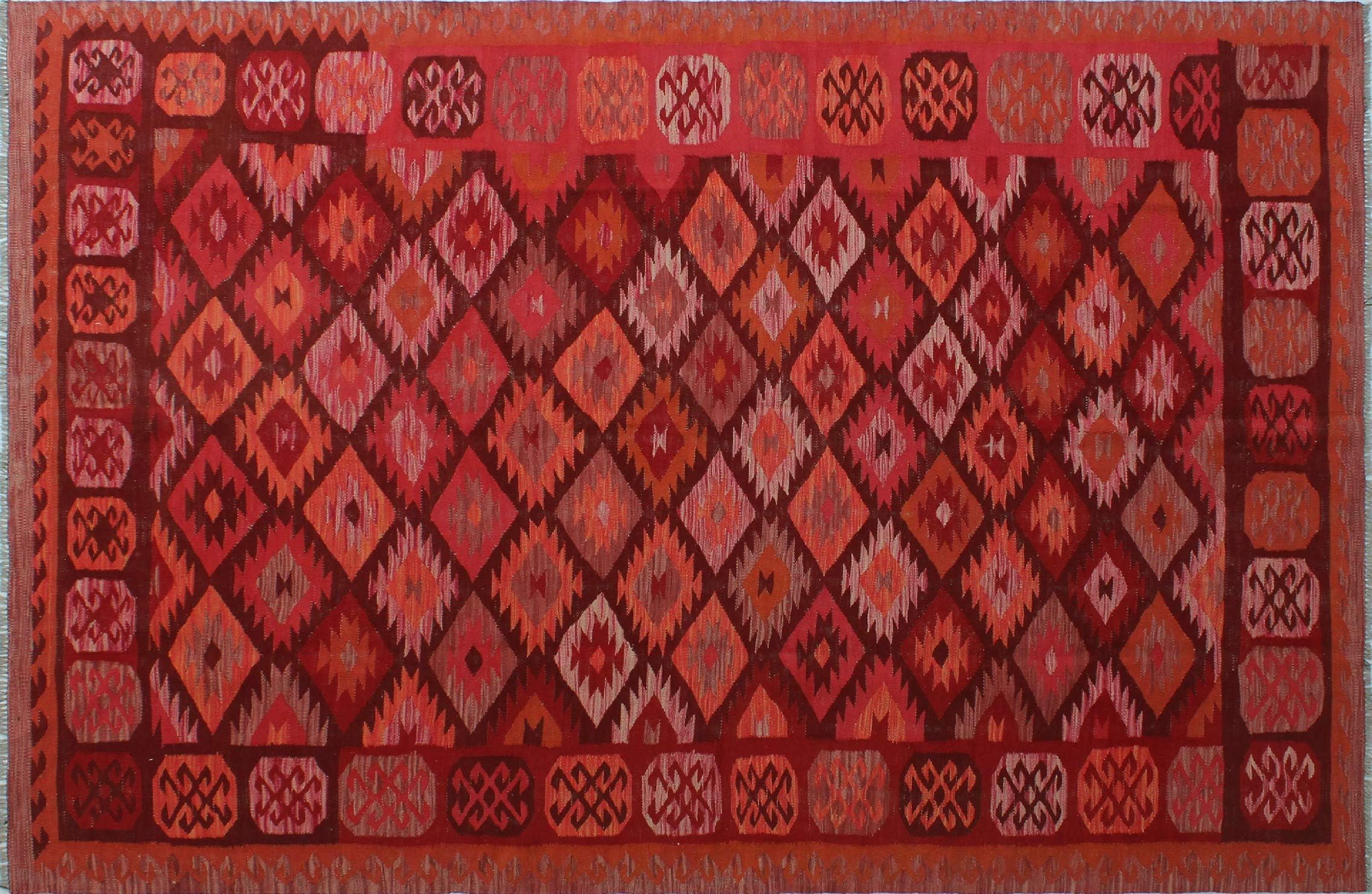 Noori Rug Sangat Kilim Derward Pink/Red Rug, 6'3 x 9'6