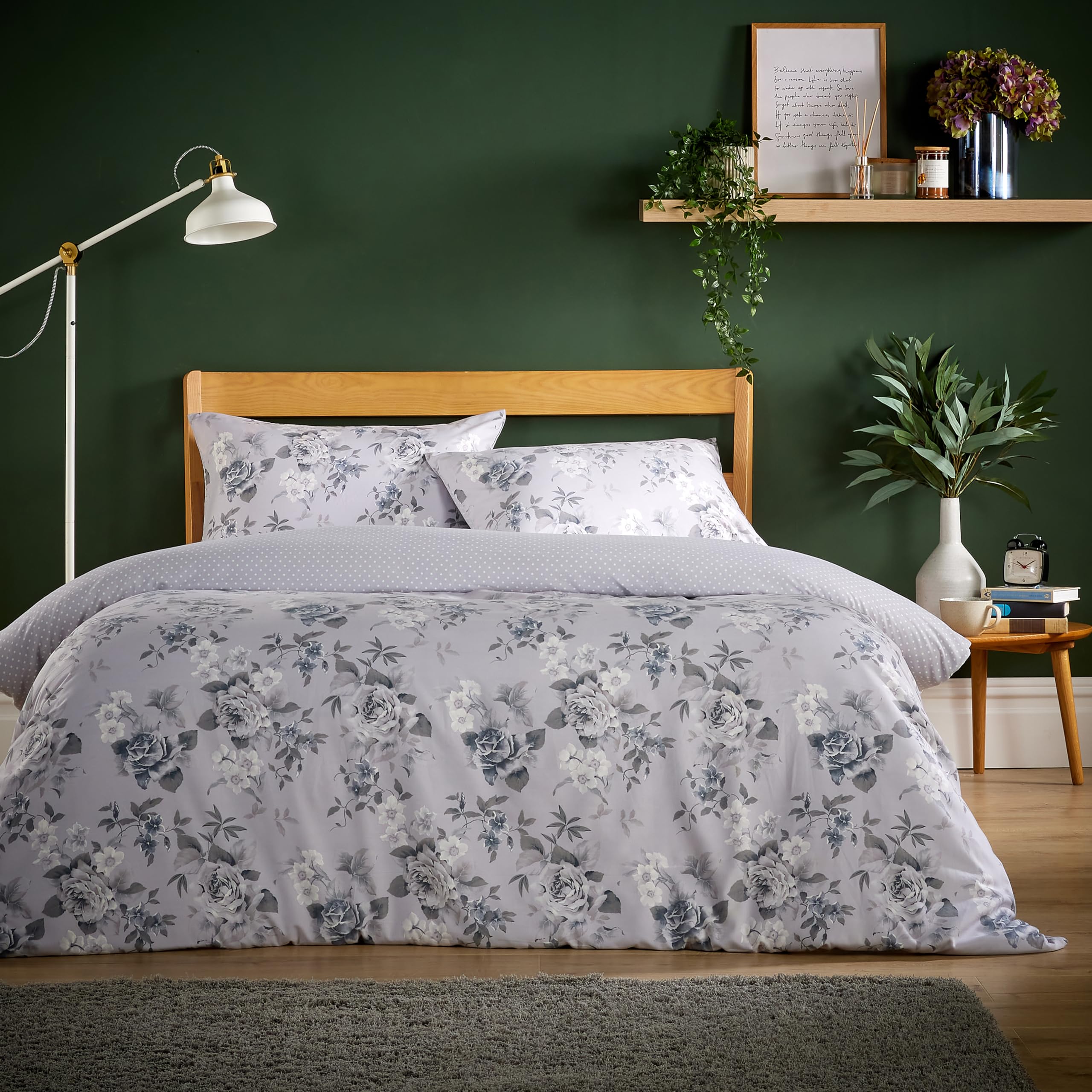 Olivia Rocco Super Soft Flannel Duvet Cover Set Quilt Bedding Covers with Pillowcases Luxurious Colourful Checked Printed Design Reversible Pattern for Comfort Sleep (Appleby Grey, Single) — image 1
