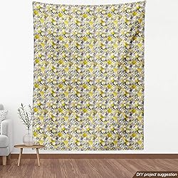 Ambesonne Grey and Yellow Fabric by The Yard, Hand
