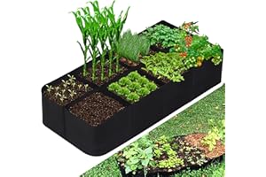 CJGQ Fabric Raised Garden Bed, 128 Gallon 8 Grids Plant Grow Bags, 3x6FT Planter Raised Beds for Growing Vegetables Potatoes Flowers, Rectangle Planting Container for Outdoor Gardening