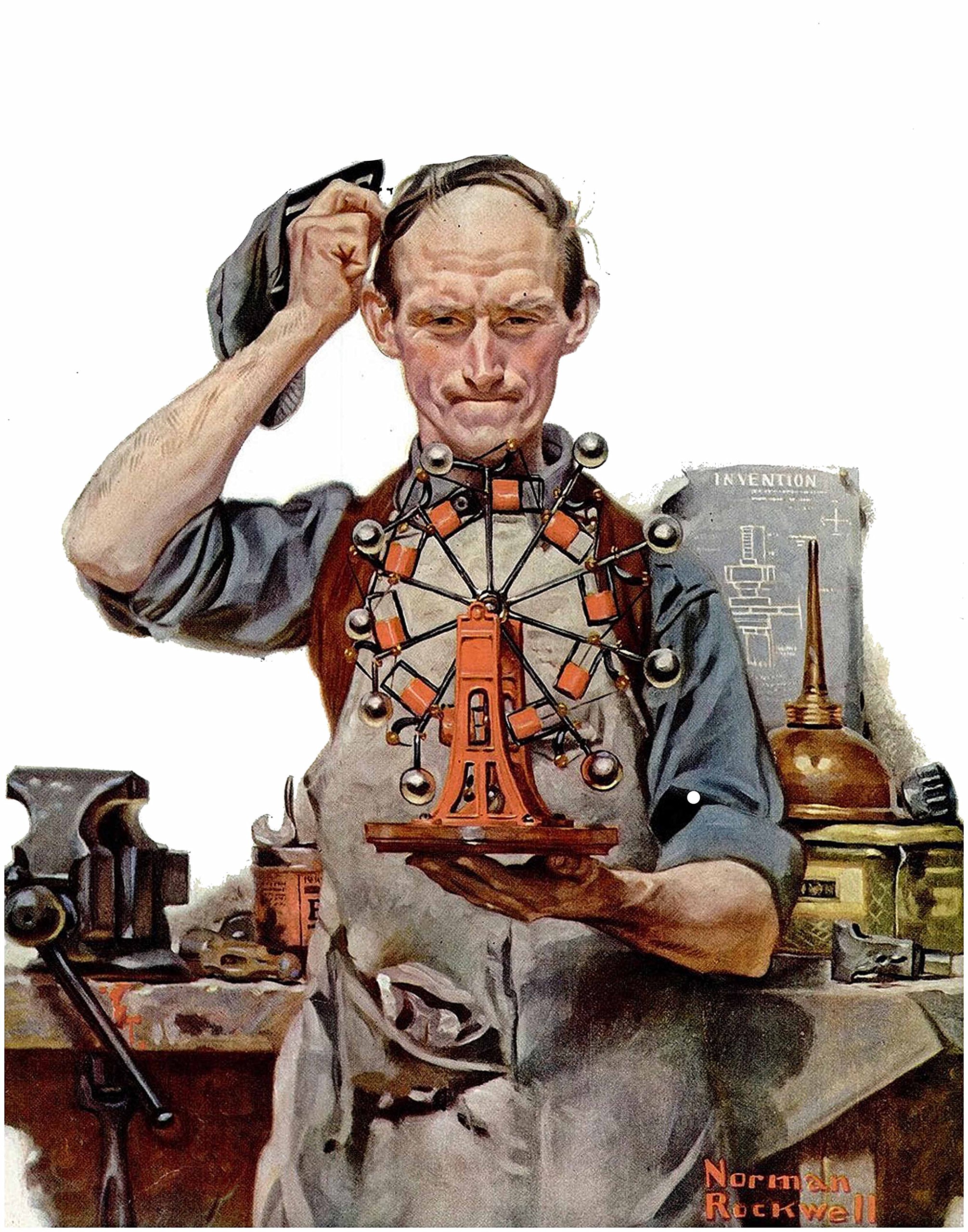 Art Print: PERPETUAL MOTION by Norman Rockwell (8"×10" Premium Canvas)