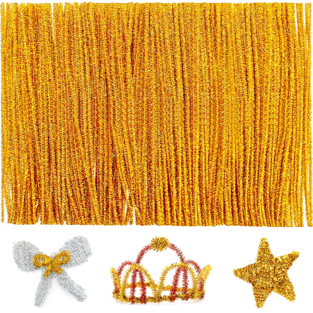 Iooleem 200pcs Golden Glitter Pipe
