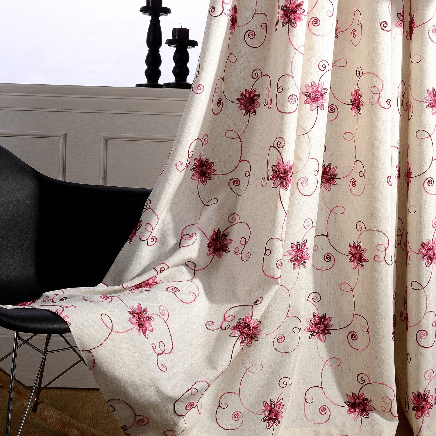 Amazon Com Anady Top Rosy Red Flower Decro Curtains 2 Panel Red