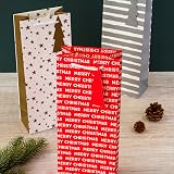 Hallmark Christmas Bottle Bag Pack of 3 Red Silver Gold view 2