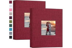 Mublalbum Small Photo Album 5x7 Photos 2 Pack Linen Cover Each Mini Photo Book 26 Pages Holds 52 Vertical 5x7 Pictures for Artwork Postcards or Picture Storage (Red)