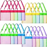 Boao 20 Packs Mesh Beach Bag Sand Toy 9.5 x 9 Inch Seashell Collecting Bag Outdoor Swimming Beach Accessories Gift for Boys and Girls(Colorful,Classic)