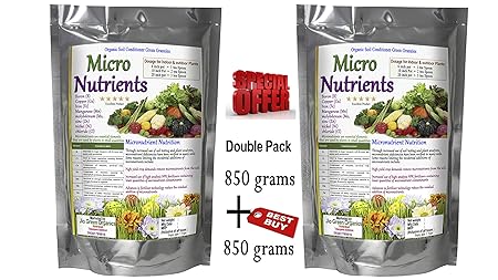 Jio Green garden Store Organic Micro Nutrients Fertilizer; 850 and 850 GMS with Boron; Copper; Molybdenum; Iron; Manganese; Zinc; Chlorine