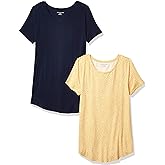 Amazon Essentials Women's Short-Sleeve Scoopneck Tunic, Pack of 2