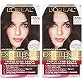 L'Oreal Paris Excellence Creme Permanent Hair Color, 4AR Dark Chocolate Brown, 100 percent Gray Coverage Hair Dye, Pack of 2
