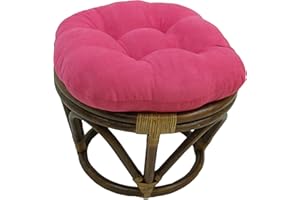 Blazing Needles Solid Microsuede Tufted Round Footstool Cushion, 18", Berry Berry