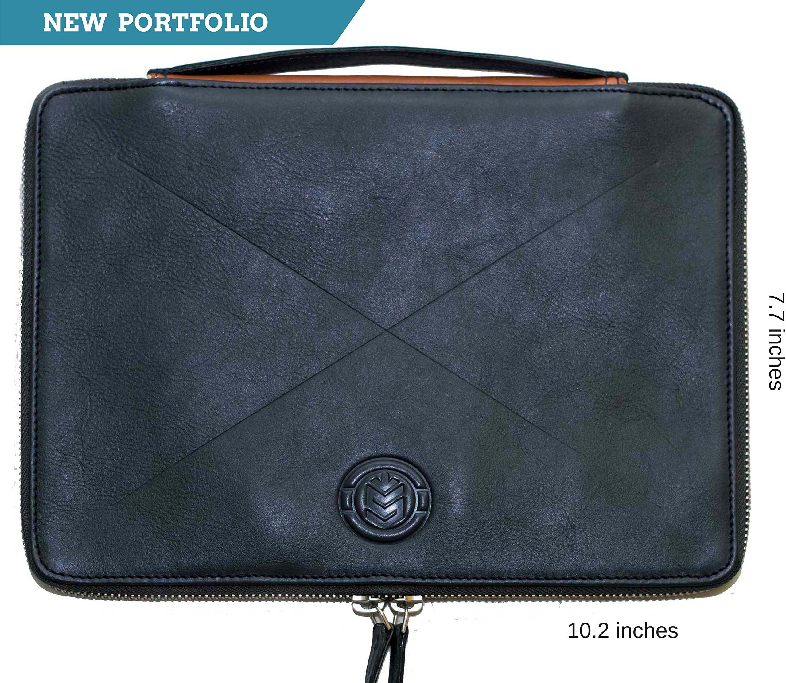 IFZA iPad Portfolio Galaxy Tab Sleeve Kindle Case - Premium Leather Zip Around Case. iPad Pro 10.5,9.7,Air, Tab S3 - Navy
