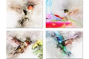 Small World Greetings Watercolor Hummingbird Note Cards 12 Count - Blank Inside with White Envelopes - A2 Size 5.5" x 4.25" - Summer Greeting Cards - Bird Stationery