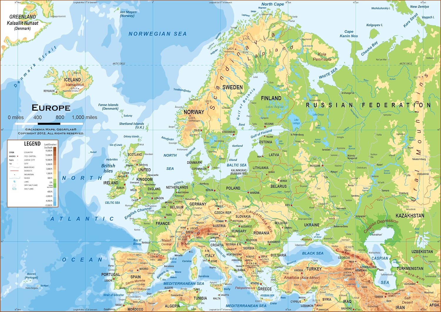 Cartina Europa Fisica Con Confini