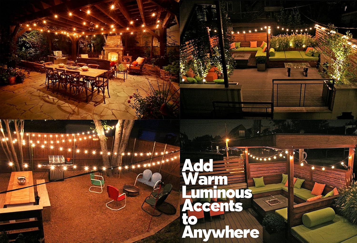 String Lights, Lampat 25Ft G40 Globe String Lights with Bulbs-UL Listd for Indoor/Outdoor Commercial Decor - - 