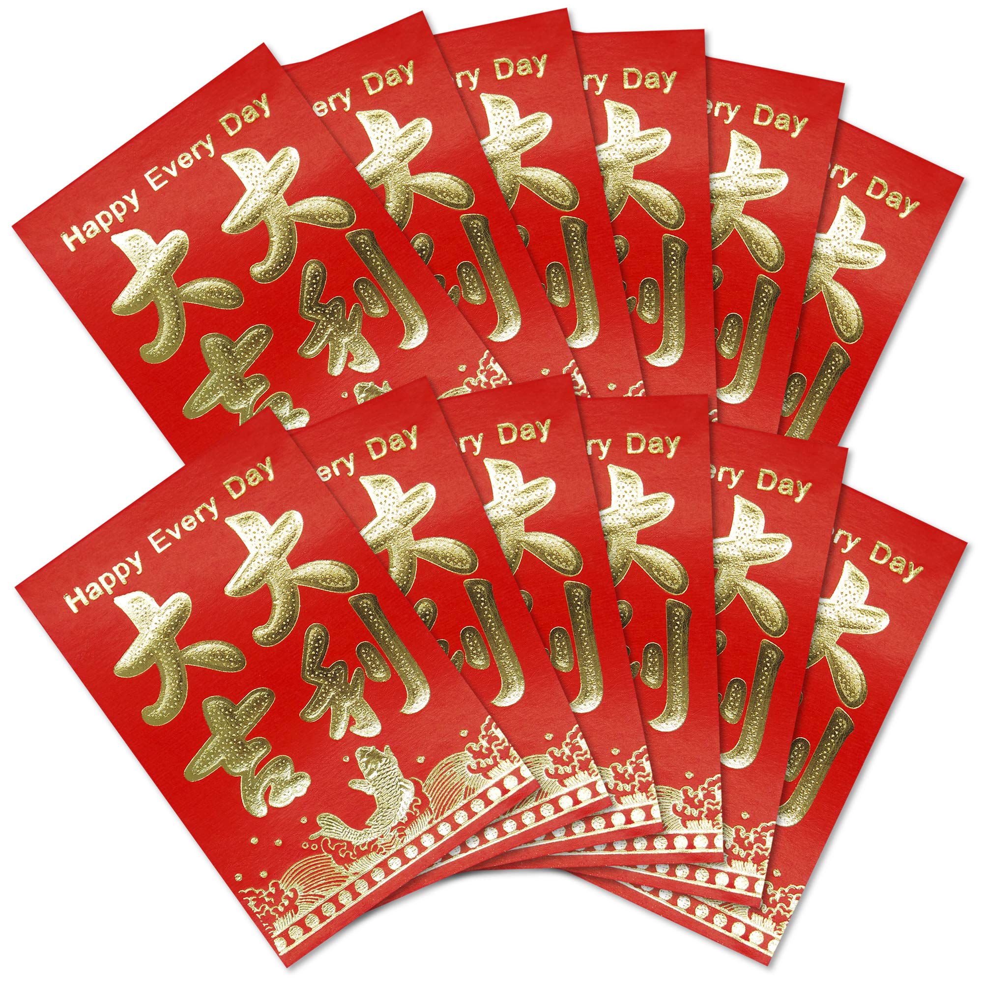 12 Traditional Chinese Lunar New Year Red Envelopes for 2025 Year of The Snake, Lucky Money Pocket, Hong Bao, Lai See (Design 5)