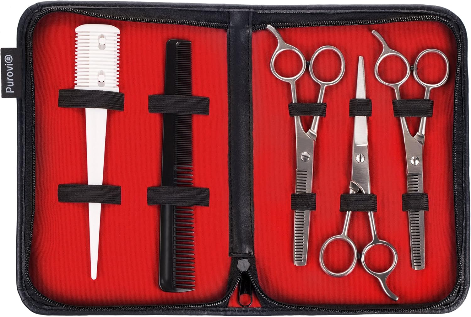 Purovi Professional Hairdressing Barber Salon Scissors 5 Tools