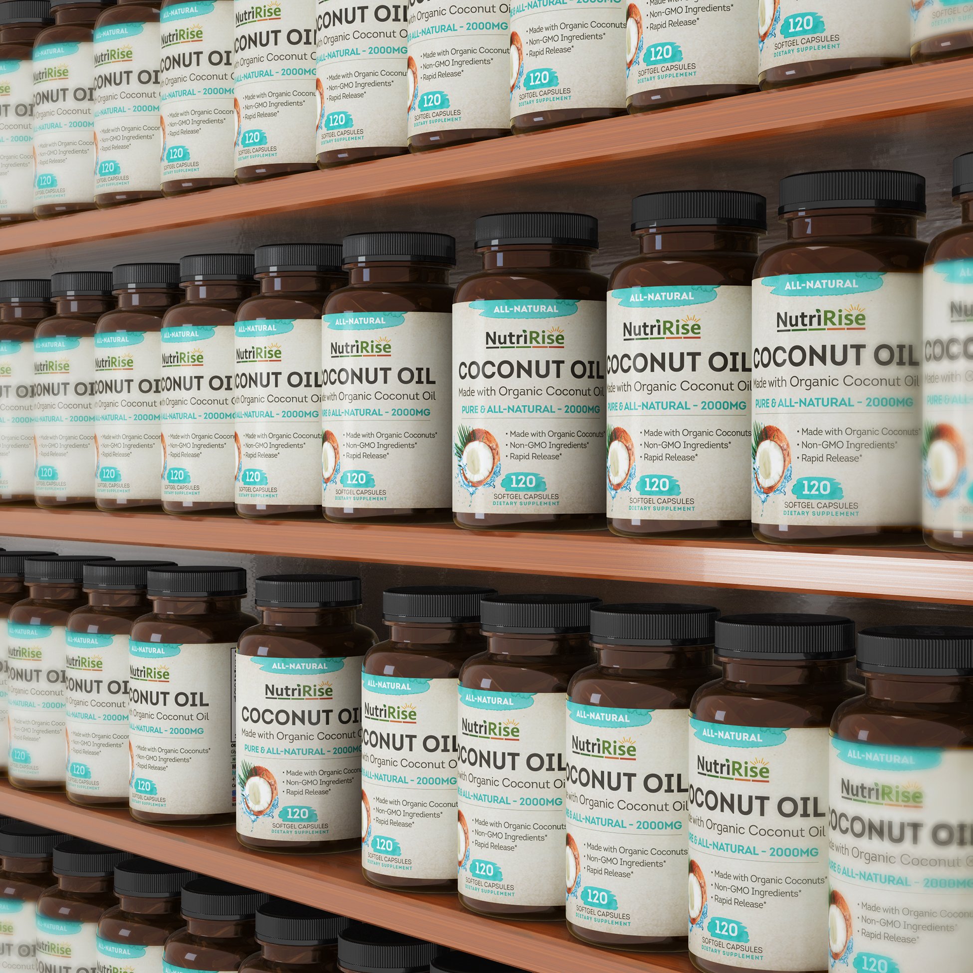 Coconut Oil Capsules 2000 MG. 100 Pure Extra Virgin Coconut Oil