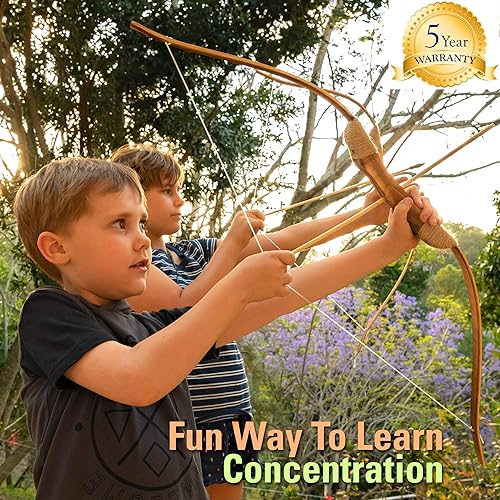 Wooden Arrows 40" Wooden Archery Set - Handmade Bow & 5