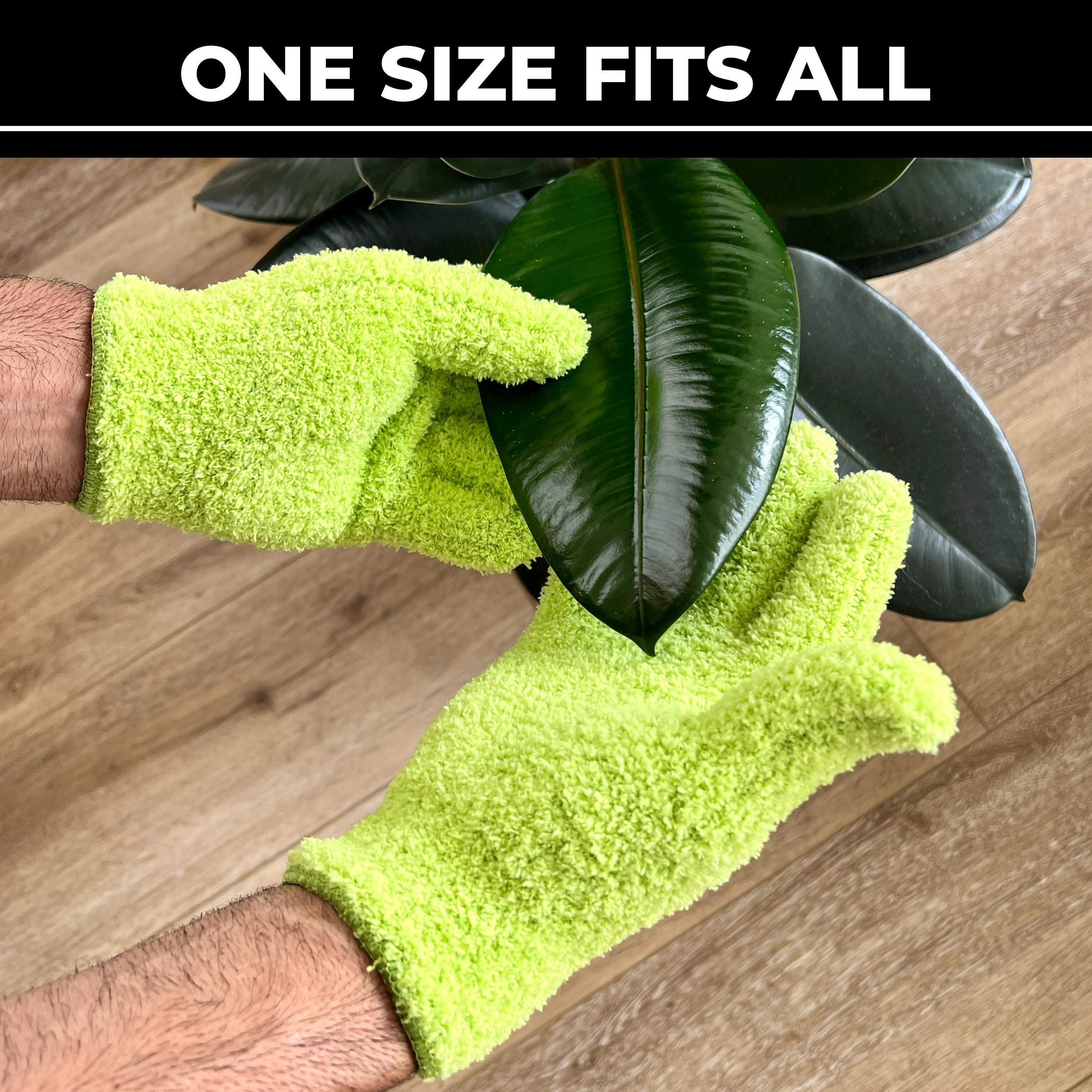 BLESS YOUR SOIL Microfiber Dusting Gloves for Plants : Premium, Gentle, Traps Dust, Washable, Lint Free : Use with Big Leaf Energy ready-to-use spray for houseplants