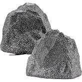 Theater Solutions 2R8G Outdoor Granite 8" Rock 2 Speaker Set for Deck Pool Spa Yard Garden