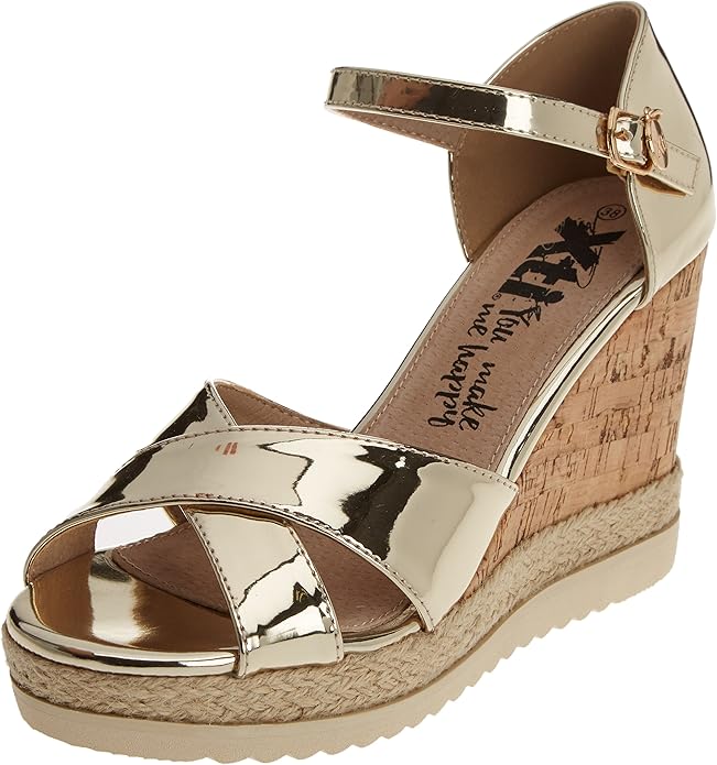 XTI Women's 046587 Platform Sandals, Gold (Oro Oro), 3 UK Amazon.co.uk