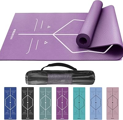 PROIRON Yoga Mat Alignment System Non Slip Large 173 x 61 x 0.4 cm Purple
