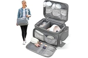 DROPEREUM Insulated Pump Bag for Spectra S1 S2, Wearable Breast Pump Bags with Milk Pack, Pumping Bag with Waterproof Mat for Pump Accessories, Bottle Bags for Travel and Family, Gray
