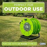 STATUS 4 Socket Cable Reel 20m Green 13A Heavy Duty Outdoor Extension Lead view 3