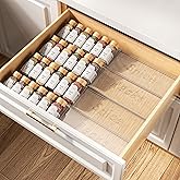 PanPanPal Spice Drawer Organizer, 4 Tier- 4 Pack Clear Acrylic Drawer Seasoning Organizer, Expandable From 11'' to 22'' Kitch