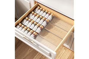 PanPanPal Spice Drawer Organizer, 4 Tier- 4 Pack Clear Acrylic Drawer Seasoning Organizer, Expandable From 11'' to 22'' Kitch