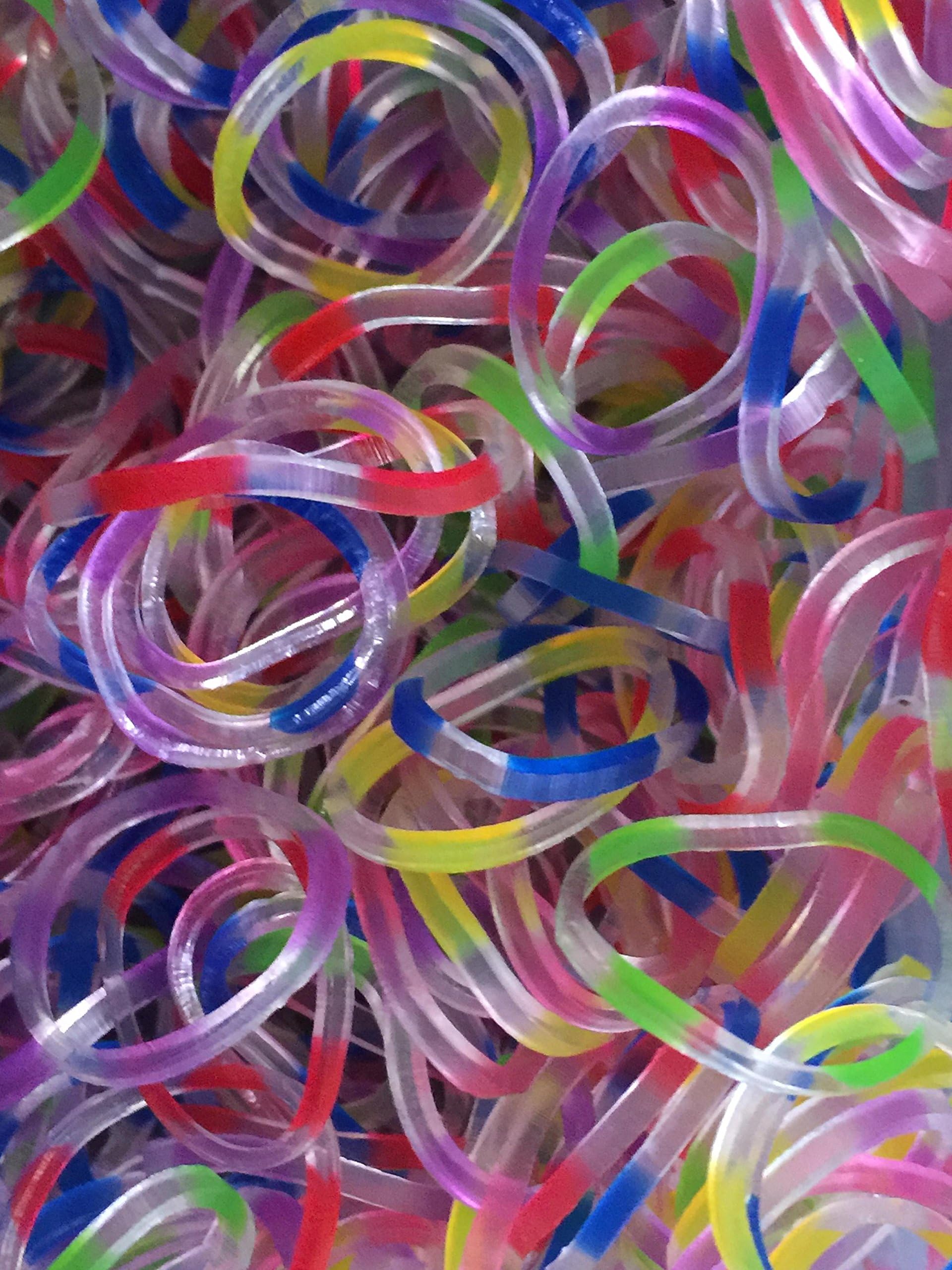 ShredAstic Tie Dye Transparent Mixed Loom Bands 600 Bands / 25 Clips / Hook Refill Pack