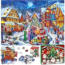 Jigsaw Puzzle Advent Calendar 2025,24 Box Christmas Puzzle For Adult Kids-Winter Town,1008 Piece,19.7 Inches X 27.6 Inch,Christmas Countdown Calendar Family Puzzle Game