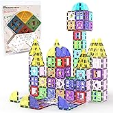 PicassoTiles 36 Piece Magnetic Building Block Quarter Round and Window Set Magnet Construction Toy Educational Kit Engineerin