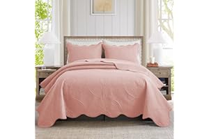 IR Imperial Rooms King Quilt Bedding Set Size (106" x 96") + 2 Pillow Shams (20" x 36"+ 2") - 3 Pcs All Season Lightweight Reversible Microfiber Coverlet Floral Embossed Quilt Bedspread (Baby Pink)