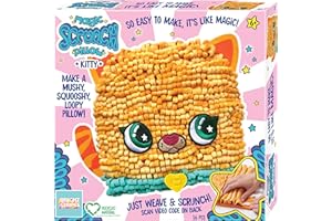 Bright Stripes Magic Scrunch Pillow Making Kit - No Sew Pillow Craft Kit for Kids - Make Your Own Pillow Kit - DIY Pillow Kit for Kids (Kitty)