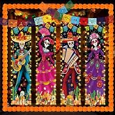 10 Pcs Dia De Los Muertos Outdoor Decoration Lighted Day of The Dead Banner | Dia De Los Muertos Porch Sign Banners, Mexican Fiesta Catrina Sugar Skull Door Decor, Marigold Garland Papel Picado Banners