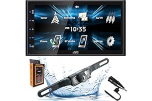 JVC KW-M150BT Digital Media Receiver featuring 6.8" WVGA Capacitive Monitor with Backup Camera + Gravity Magnet Phone Holder
