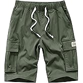 Vcansion Women's Casual Elastic Waist Drawstring Relaxed Fit Multi-Pockets Cotton Cargo Shorts