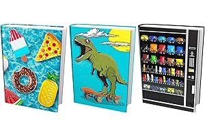 EUCATUS BEST PRODUCTS & GIFTS Easy Apply, Reusable Book Covers 3 Pk. Best Jumbo 9x11 Textbook Jacket for Back to School. Stretchable to Fit Most Medium Hardcover Books. Perfect Fun, Washable Designs for Girls, Boys, Kids and Teens