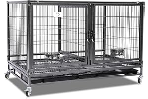 HOMEY PET 43" Stackable Heavy Duty Cage w/Feeding Doors and Divider or Additional Tray (DG-43-FT)