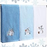Fanfanwin 3 Pcs Snowman Hand Towels for Bathroom Winter Snowman Bath Towels Funny Embroidered Cotton Soft Absorbent Decor for Holiday Kitchen Farmhouse Bathroom, 13.7 x 29.5''