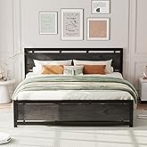 LIKIMIO King Bed Frame with Headboard and Footboard, Metal Strong Supports, Easy Assembly, Noise-Free, No Box Spring Needed, Charcoal Grey