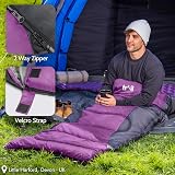 Trail Alpine 400 Hooded Sleeping Bag Purple 0C 4 Season 2 Way Zipper view 5