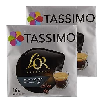 Tassimo L'Or Espresso Fortissimo, Stark, Kaffee, Kaffeekapsel, Gemahlener Röstkaffee, 32 T-Discs