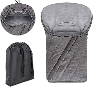 Zamboo Fußsack für Babyschale (passend für Maxi-Cosi, Cybex, Recaro) - Winterfußsack mit weichem Deluxe Thermo Fleece, warme Mumien Kapuze, Tasche - Melange Grau