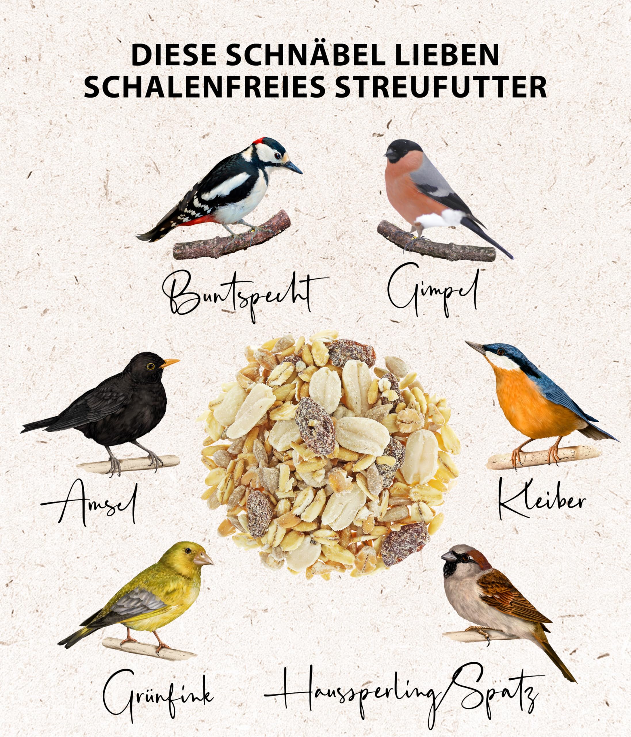 Dehner Natura Premium Wildvogelfutter, Streufutter schalenfrei, Ganzjahresfutter proteinreich / energiereich, hochwertiges Vogelfutter für Wildvögel, 3.6 kg 4