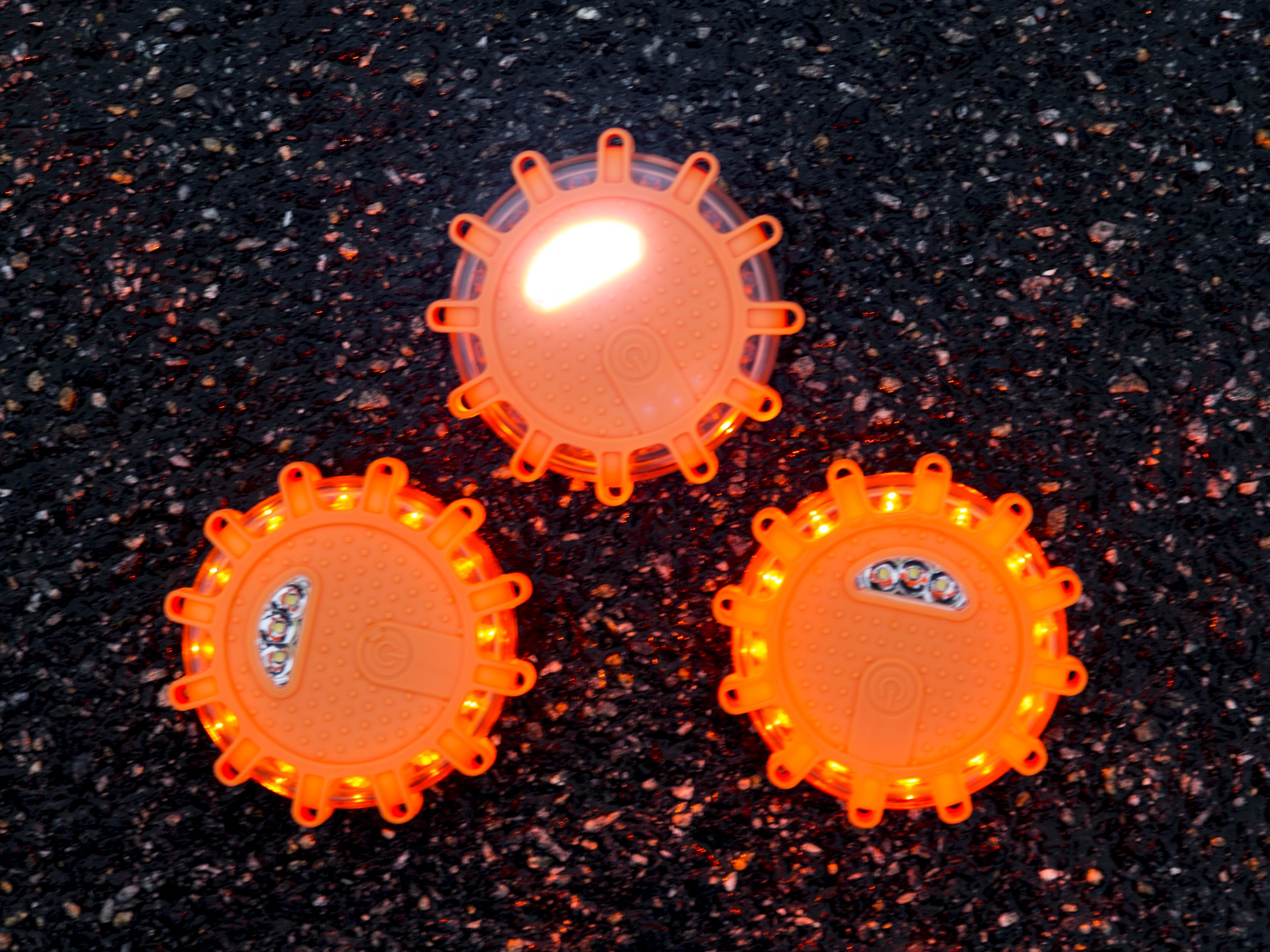Flashing LED Emergency Road Flares: 4” Magnetic Roadside Flare Beacon Discs for Car, Truck or Boat - Warning Lights for Safety During Vehicle Emergencies - Use on All Vehicles - 3 Pack with Carry Ba