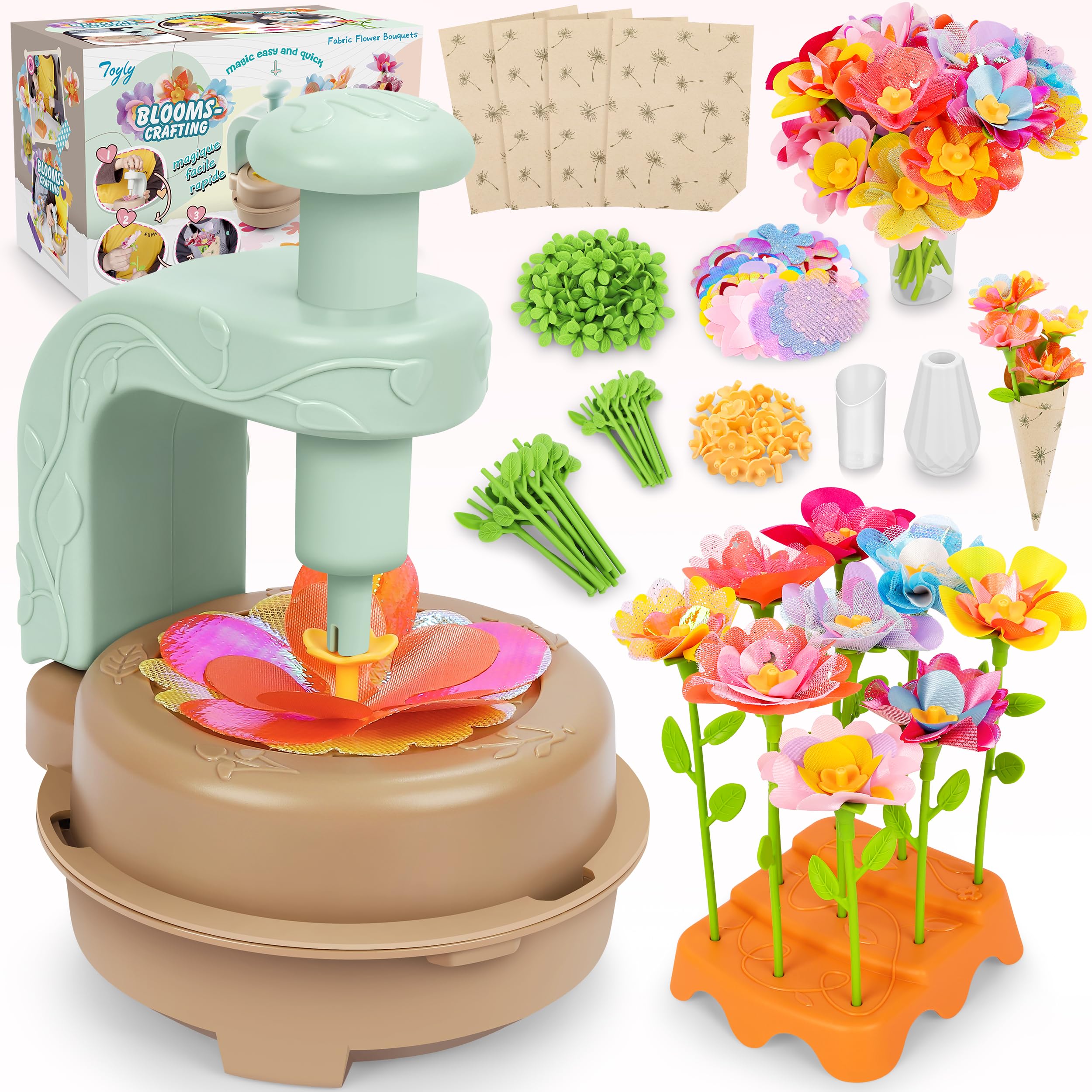 Photo 1 of Fabric Flower Bouquets Toys, DIY Craft Kits Toys for Kids - Flowers Market Toy, Build Your Flower Bouquet, Arts & Crafts for 4 5 6 7 8 Year Toddler Girl, Educational Activity Preschool B-Day Gifts