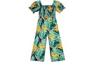 BAVADER Girls Romper 5-14 Years One Piece Girls' Jumpsuits & Rompers Short Sleeve Girls Jumpsuit Floral Smocked Girls Clothes